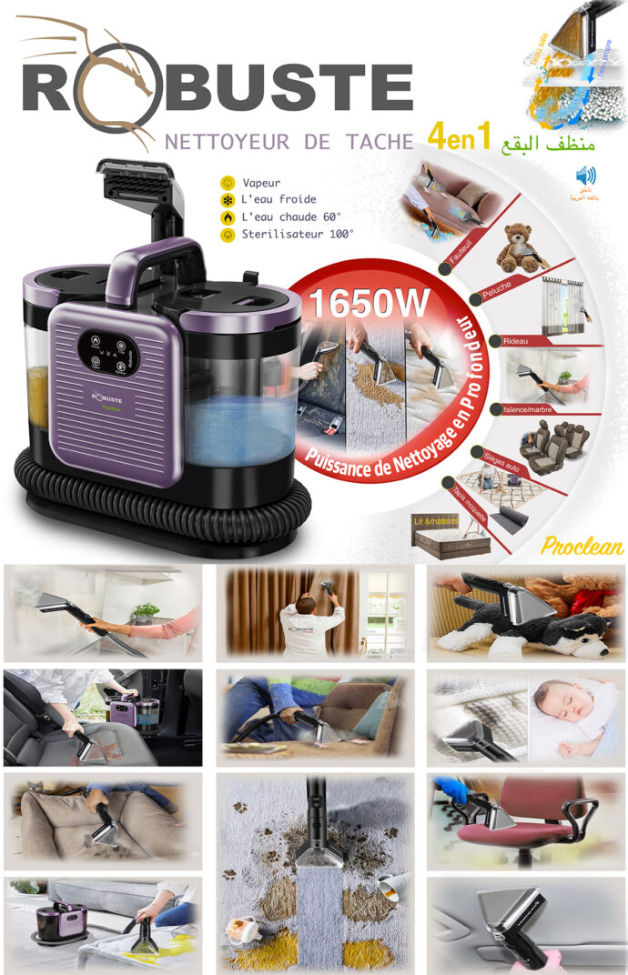 ⁦Nettoyeur De Taches 4En1 Multi-Surface Avec Vapeur Robuste Proclean⁩ - الصورة ⁦4⁩